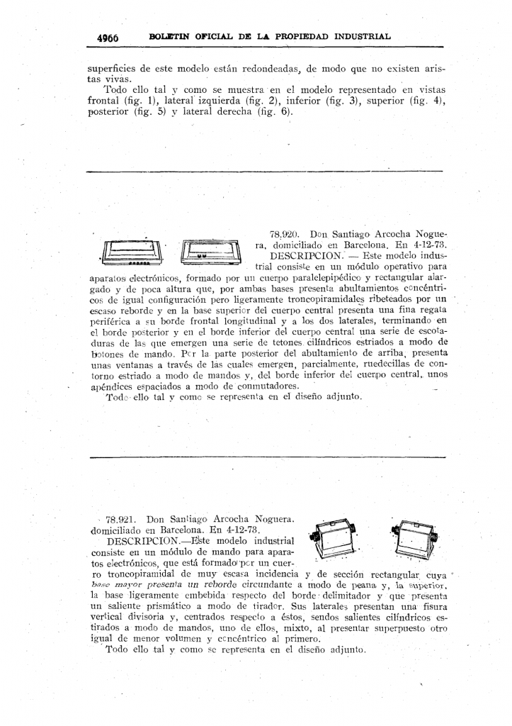 Diseño industrial de las carcasas de la Overkal (1973)