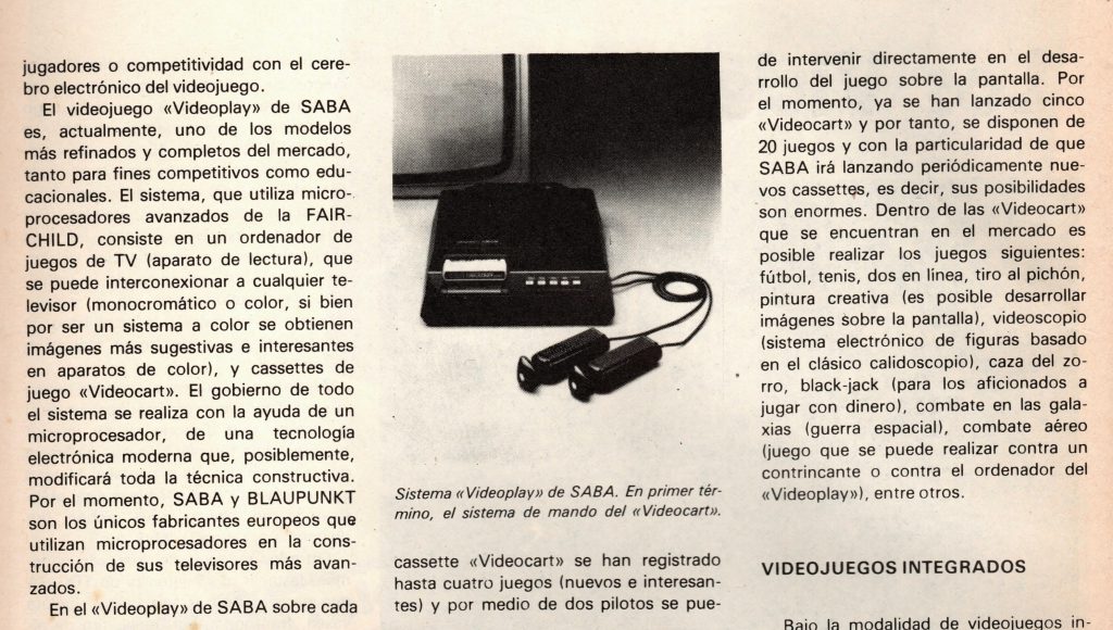 Saba Videoplay en Mercatronic de Diciembre de 1977