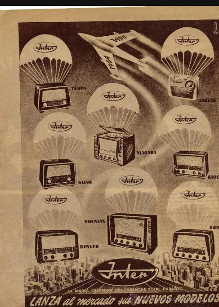 Publicidad de radios de Inter Electrónica de los años 50