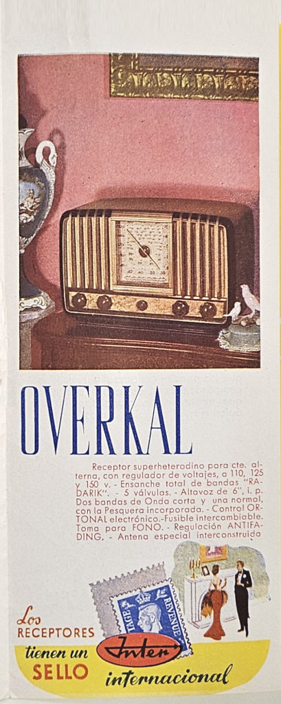 Publicidad de Overkal en el Catálogo 1951-52 de Inter.